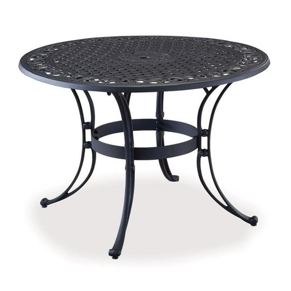 Bowery Hill Traditional Black Aluminum Outdoor Dining Table