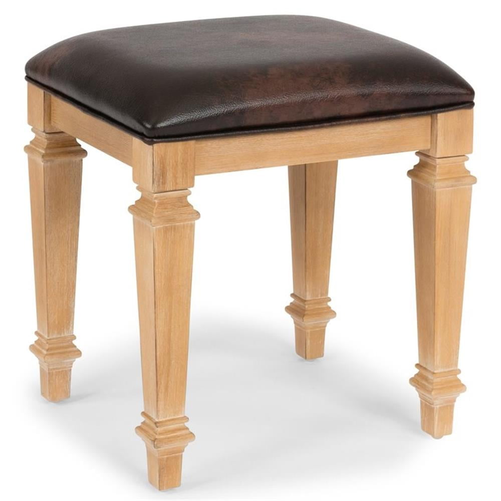Bowery Hill Traditional Brown Wood Vanity Bench