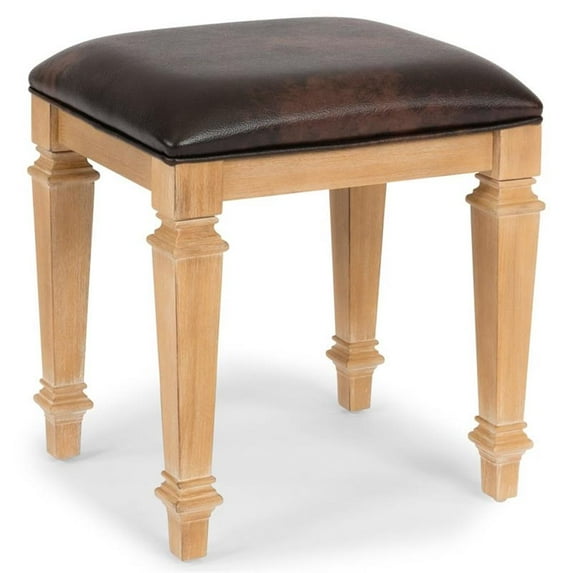 Bowery Hill Traditional Brown Wood Vanity Bench