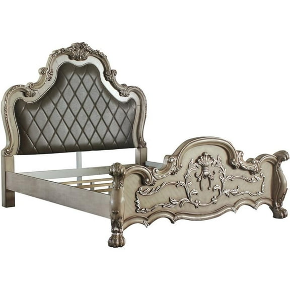 Bowery Hill Traditional California King Bed in Vintage Bone White & PU