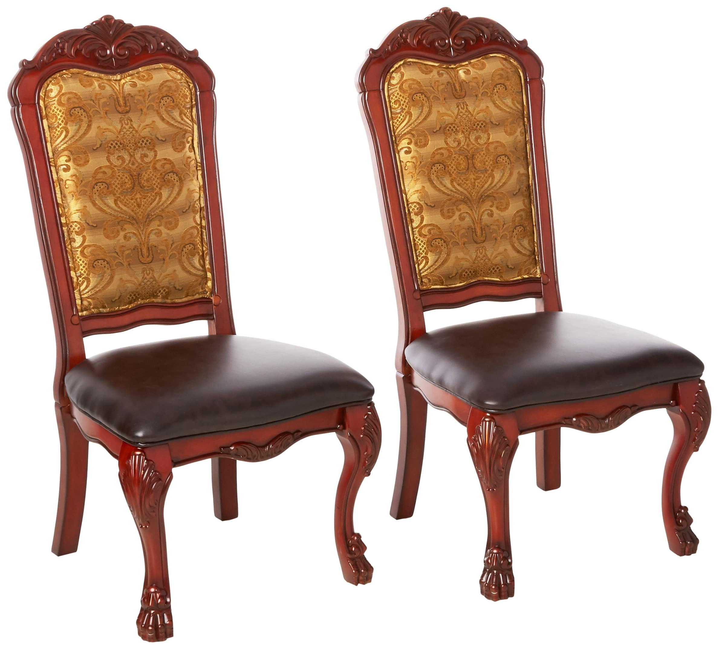 Unassembled Chair Bowery Hill PU Cherry Oak Dining Side Chair Padded Armless 48 ...