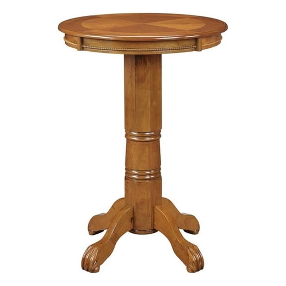 Bowery Hill Traditional Durable Wood Pub Table in Oak Finish
