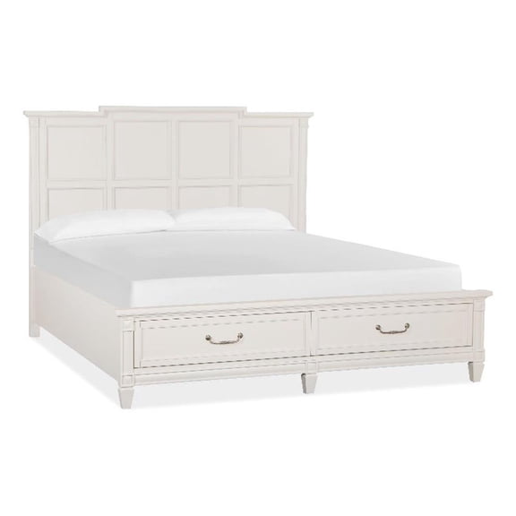Bowery Hill Traditional Egg Shell White King Panel Storage Bed