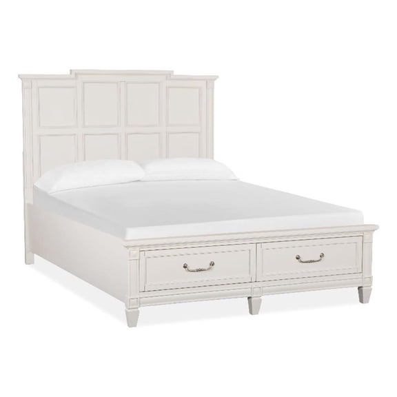 Bowery Hill Traditional Egg Shell White Queen Panel Storage Bed