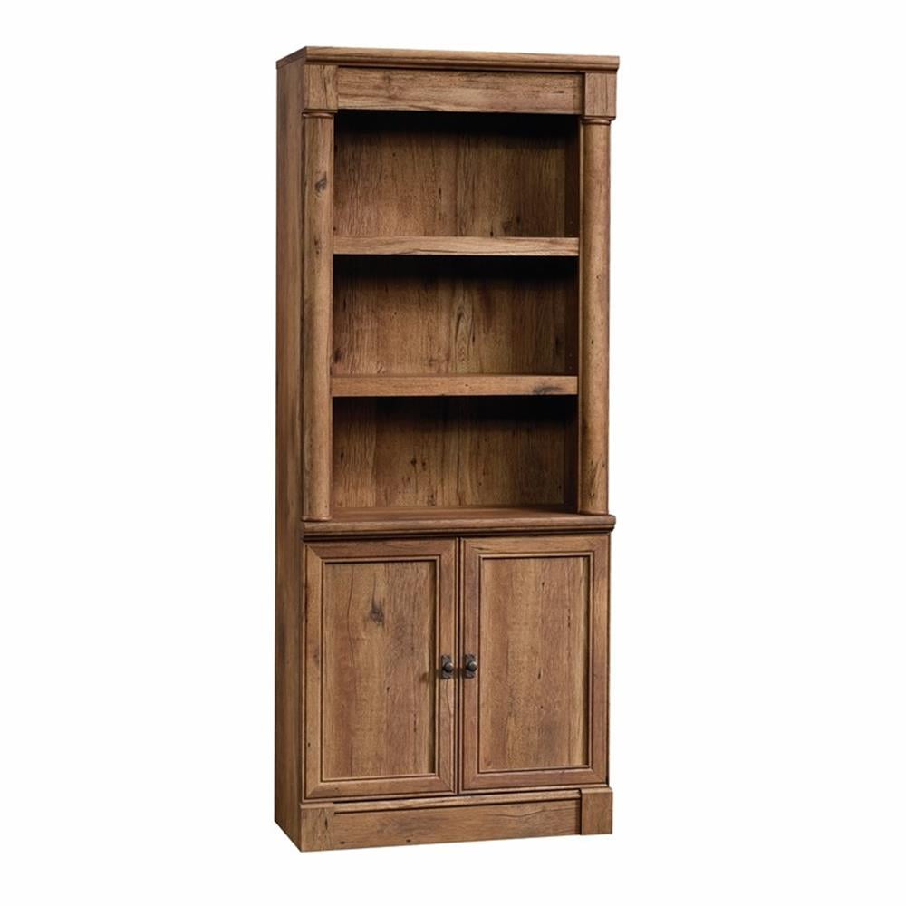 Vintage Oak Adjustable Library Bookcase with Framed Doors