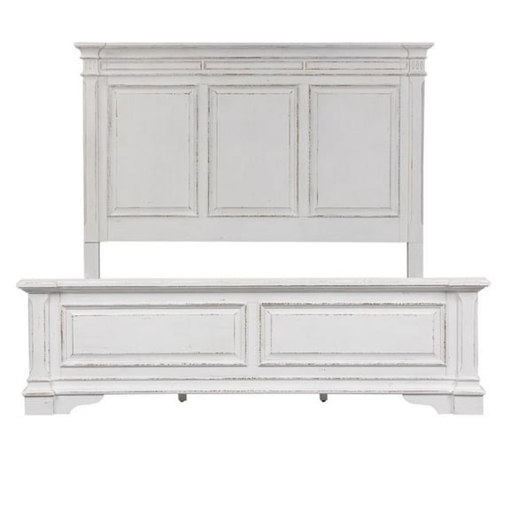 Bowery Hill Traditional Engineered Wood White King Panel Bed