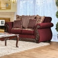 thumbnail image 1 of Bowery Hill Traditional Fabric Upholstered Loveseat in Wine Finish, 1 of 10