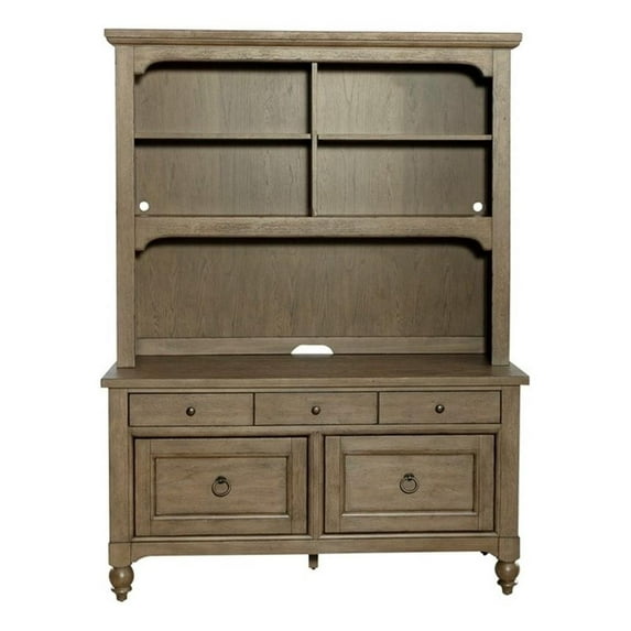 Bowery Hill Traditional Farmhouse Credenza & Hutch - Dusty Taupe