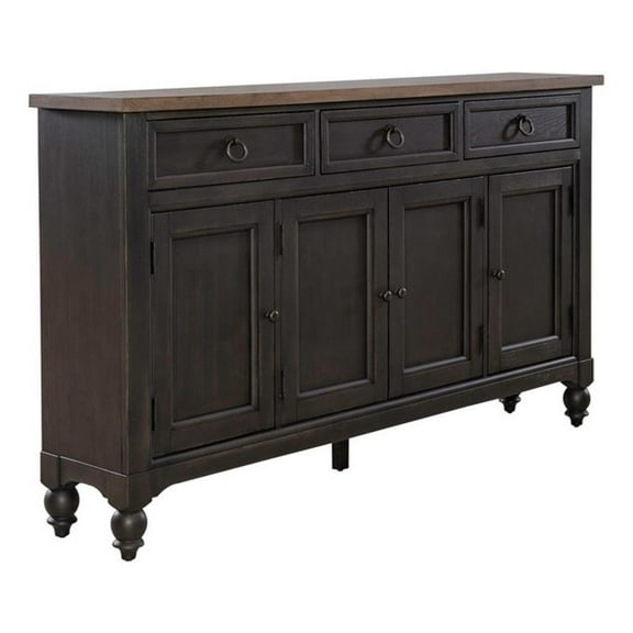 Bowery Hill Traditional Farmhouse Hall Buffet in Black Finish