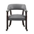 thumbnail image 1 of Bowery Hill Traditional Gray Faux Leather Arm Chair with Casters, 1 of 7