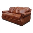 thumbnail image 1 of Bowery Hill Traditional Leather Sofa with Nailhead Details in Brown, 1 of 6