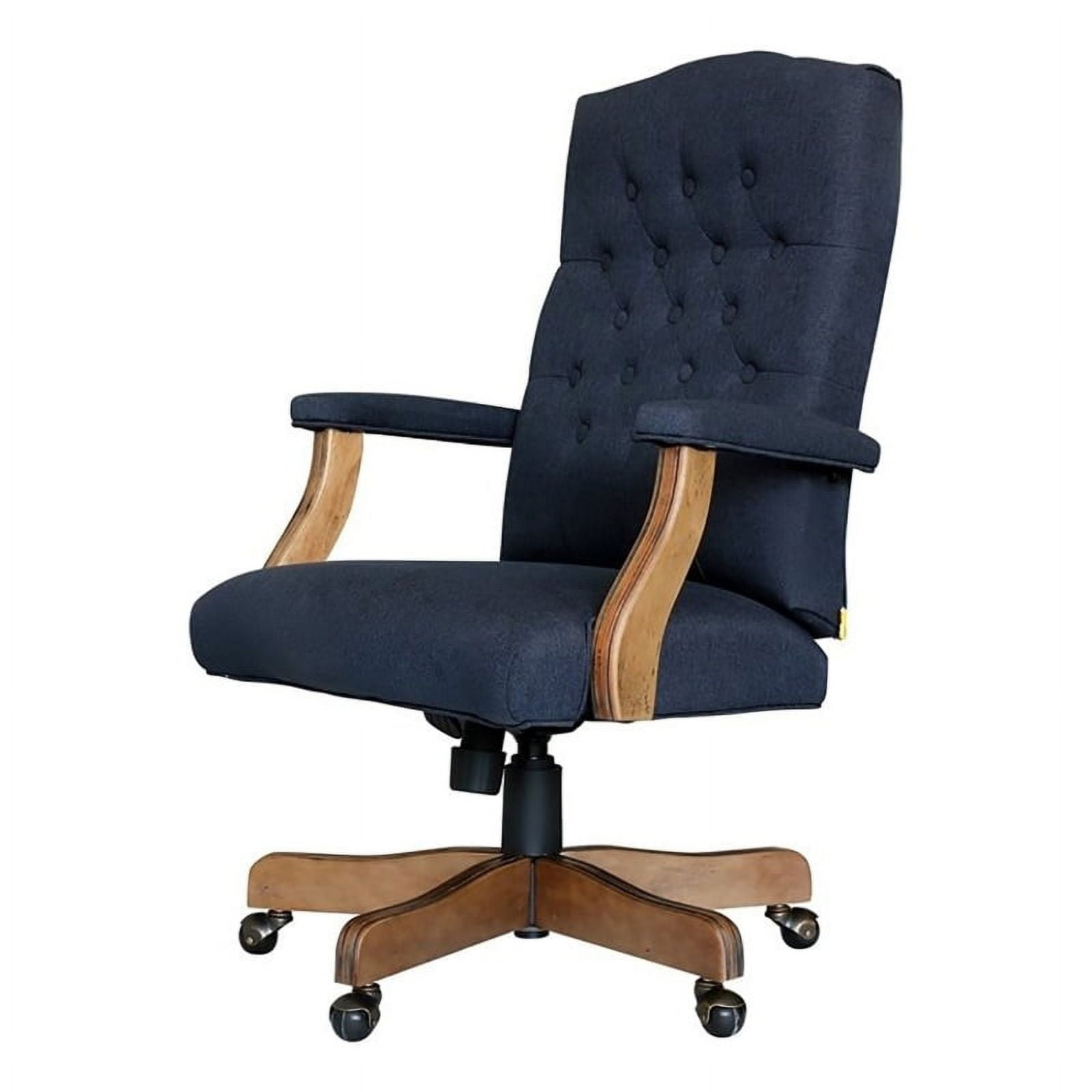 Bowery Hill Traditional Linen Fabric Executive Office Chair in Denim Blue Walmart Business Supplies
