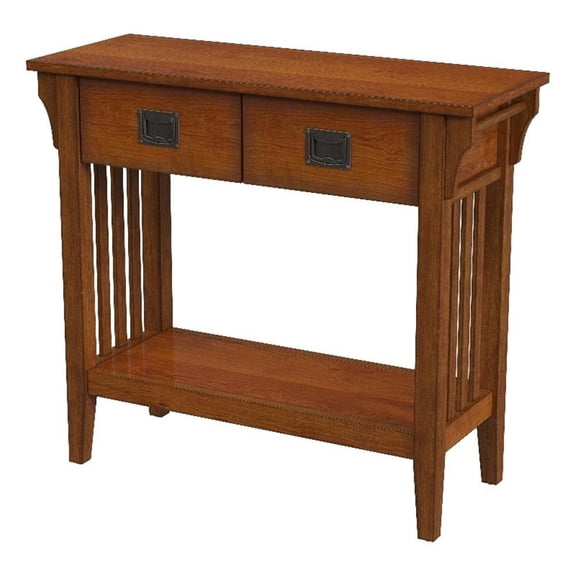 Bowery Hill Rubberwood Olive Ash Burl Console Table Rectangular 36" x 14" x 32.5" Assembled