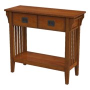 Bowery Hill Rubberwood Olive Ash Burl Console Table Rectangular 36 x 14 x 32.5 Assembled