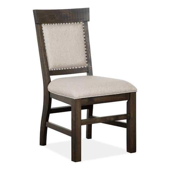 Bowery Hill Traditional Peppercorn Upholstered Side Chair Two Pack