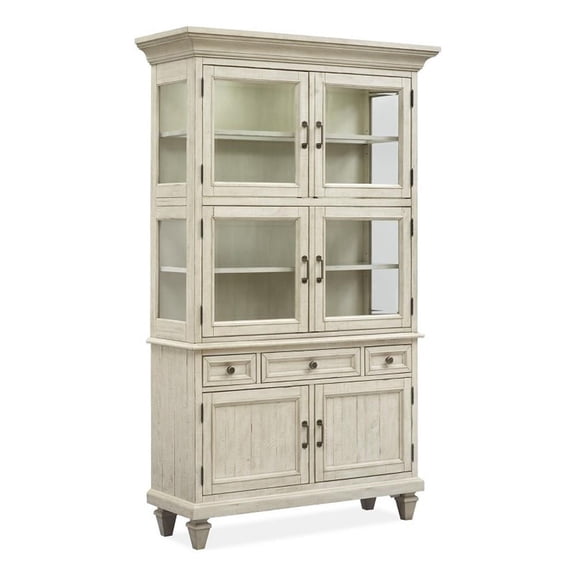 Bowery Hill Traditional Pine Veneer and Pine Solids Alabaster Dining Cabinet