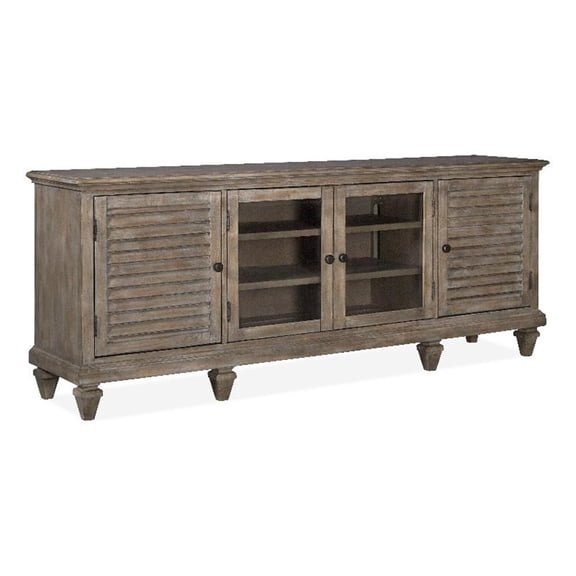 Bowery Hill Traditional Pine Veneer and Pine Solids Dovetail Gray Large Console