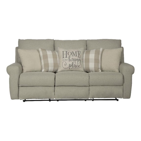 Bowery Hill Traditional Power Lay Flat Reclining Sofa in Beige Fabric
