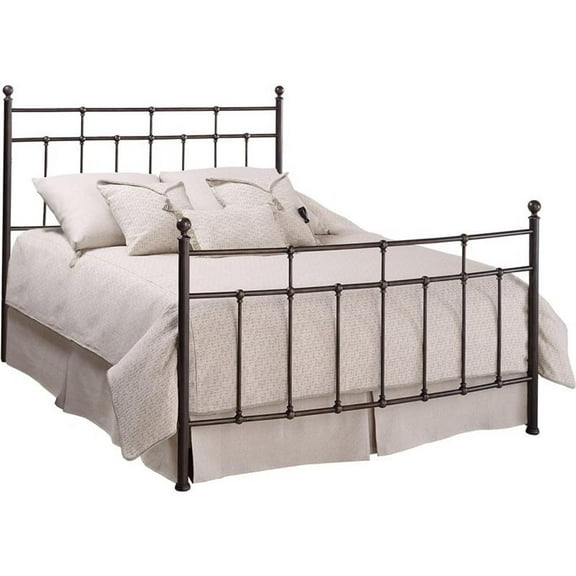 Bowery Hill Traditional Queen Metal Spindle Bed in Antique Bronze