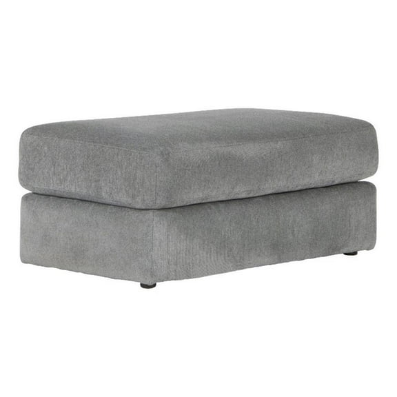 Bowery Hill Traditional Rectangular Ottoman in Gray Polyester Fabric