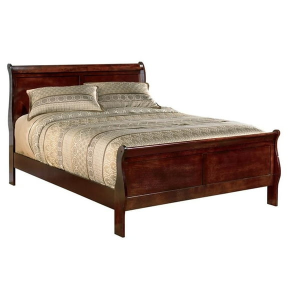 Bowery Hill Traditional Sleigh Cal King Bed in Warm Dark Brown