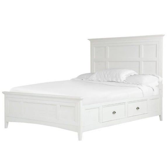 Bowery Hill Traditional Soft White Queen Panel Bed with Storage