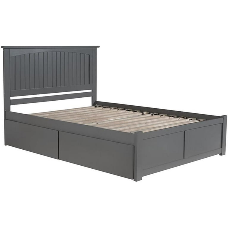Bowery Hill Traditional Solid Wood Storage Platform Queen Bed in Gray Walmart