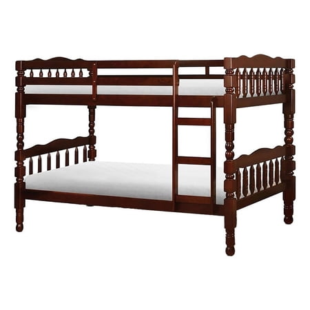 Bowery Hill Traditional Solid Wood Twin Over Twin Bunk Bed in Cherry