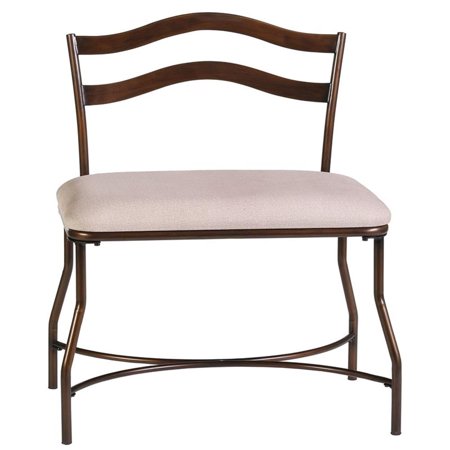 Bowery Hill Traditional Upholstered Vanity Bench Burnished Bronze