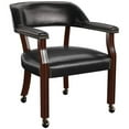 thumbnail image 1 of Bowery Hill Traditional Wood Box Seat Black Vinyl Arm Chair with Casters - Black, 1 of 6
