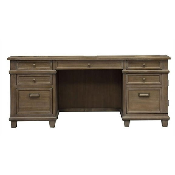 Bowery Hill Traditional Wood Brown Credenza constructed of Solid Pine