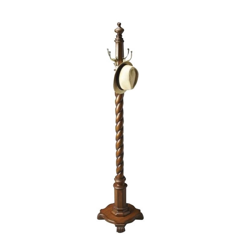 Costumer Coat Rack Bowery Hill Traditional Wood Costumer Coat Rack in Vintage Oak ...