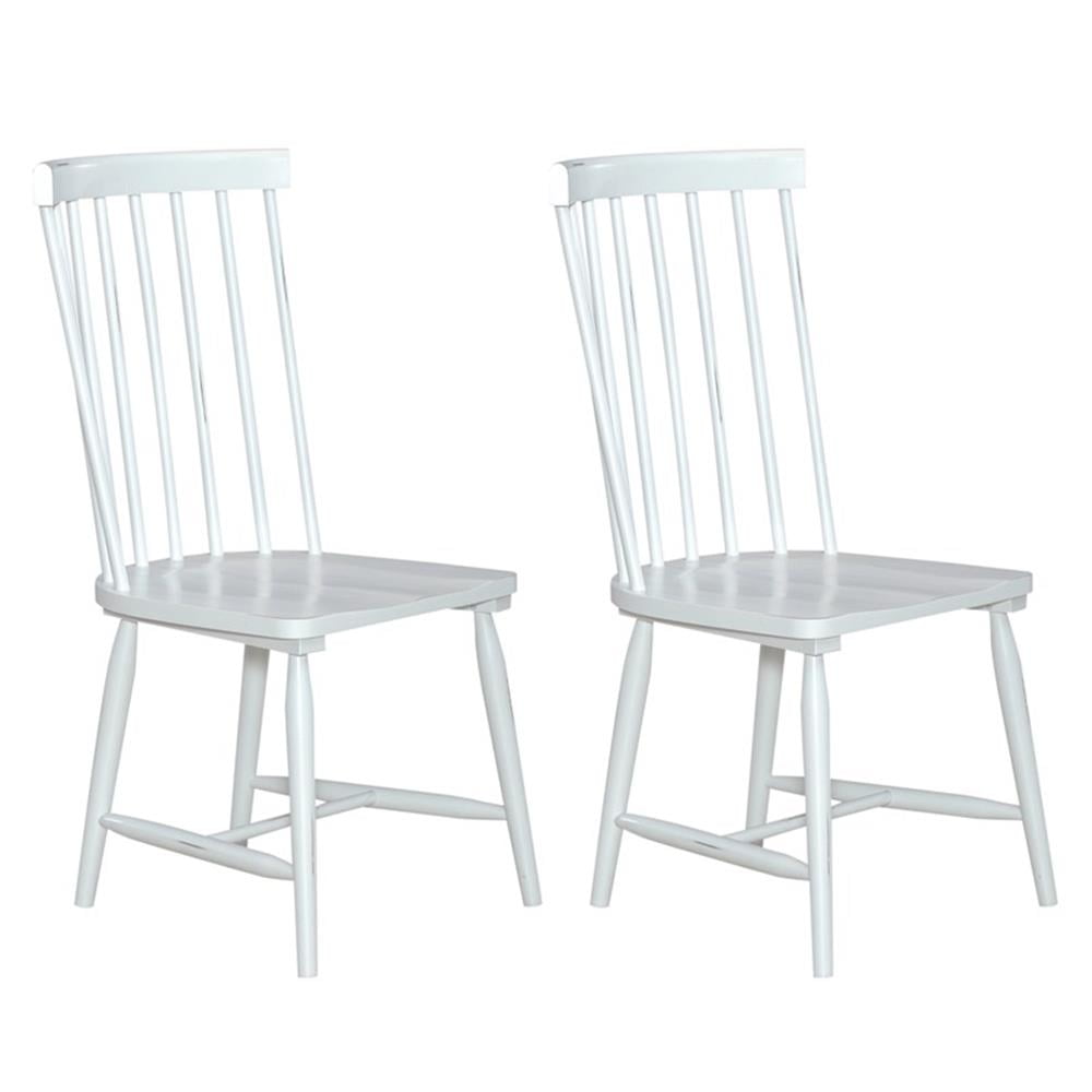 White Wood Windsor Spindle Back Side Chair Set