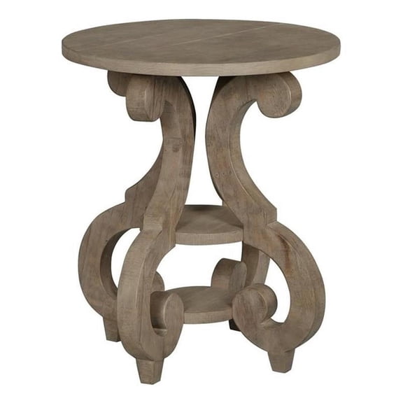 Bowery Hill Traditional Wood Gray Tinley Park Round Accent End Table