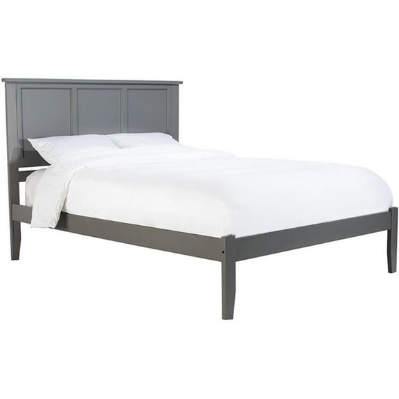 Bowery Hill Traditional Wood King Platform Bed with USB Charging Station in Gray