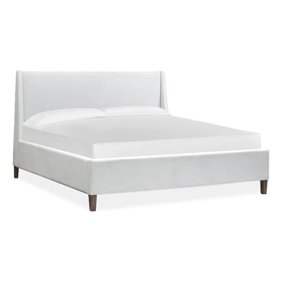 Bowery Hill Traditional Wood King White Upholstered Island Bed
