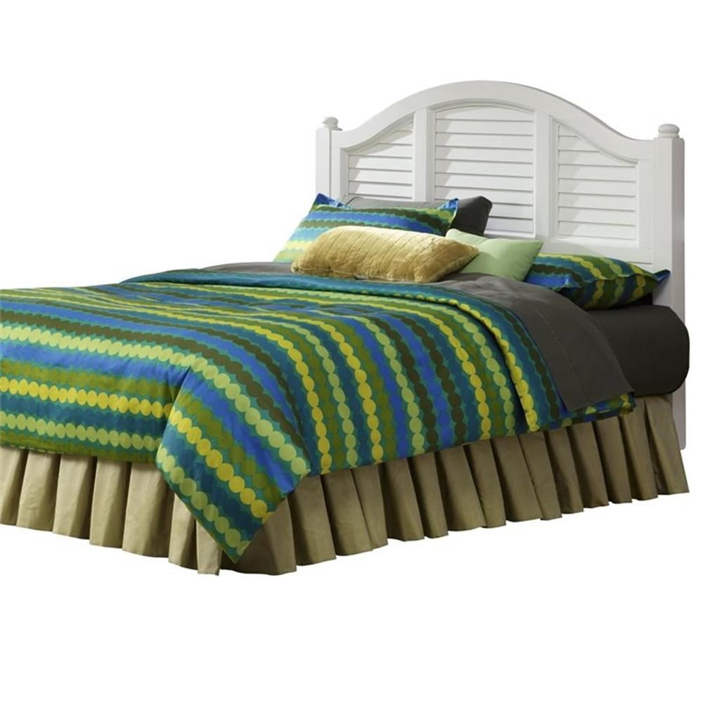 Off-White Mahogany Wood Queen Headboard with Curved Top