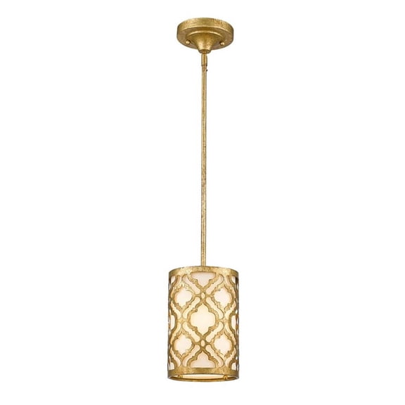 Bowery Hill Transitional 1-light Metal Mini Pendant in Distressed Gold
