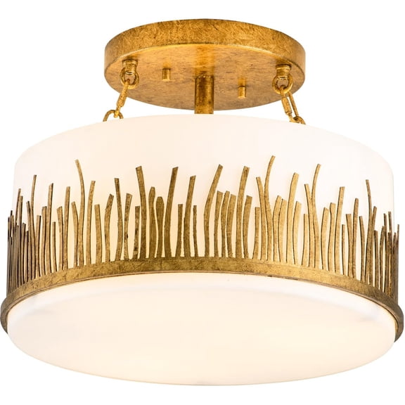 Bowery Hill Transitional 15" 3-light Metal Semi Flush Mount in Gold Leaf