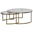 thumbnail image 1 of Bowery Hill Transitional 2 Piece Glass Top Nesting Coffee Table Set in Gold, 1 of 6