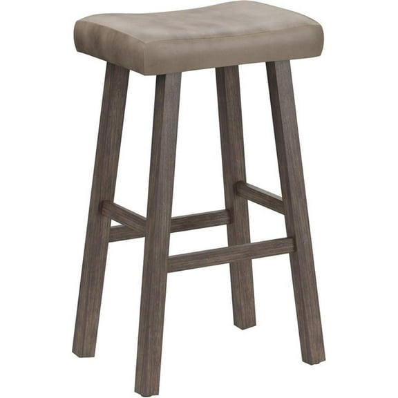 Bowery Hill Transitional 30" Faux Leather Bar Stool in Rustic Gray