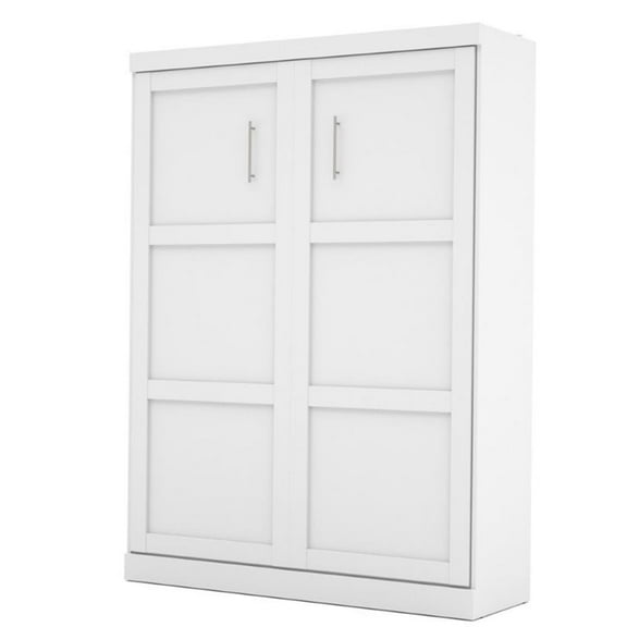 Bowery Hill Transitional 90" Wood Queen Wall Bed in White Finish