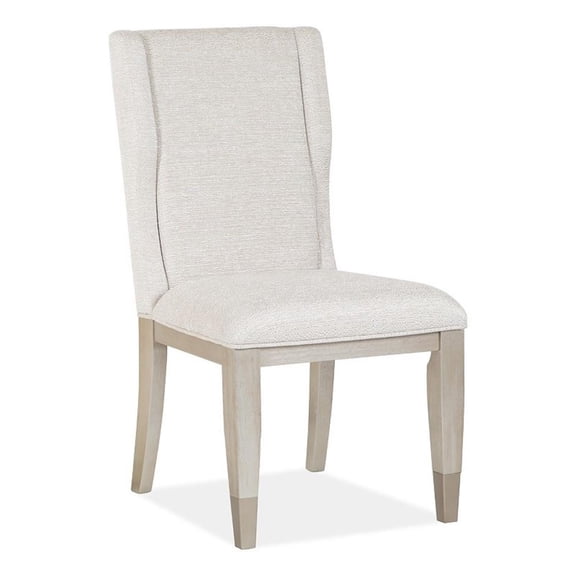Bowery Hill Transitional Acadia White Upholstered Host Chair Two Pack