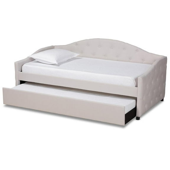 Bowery Hill Transitional Brown Beige Twin Size Daybed with Trundle