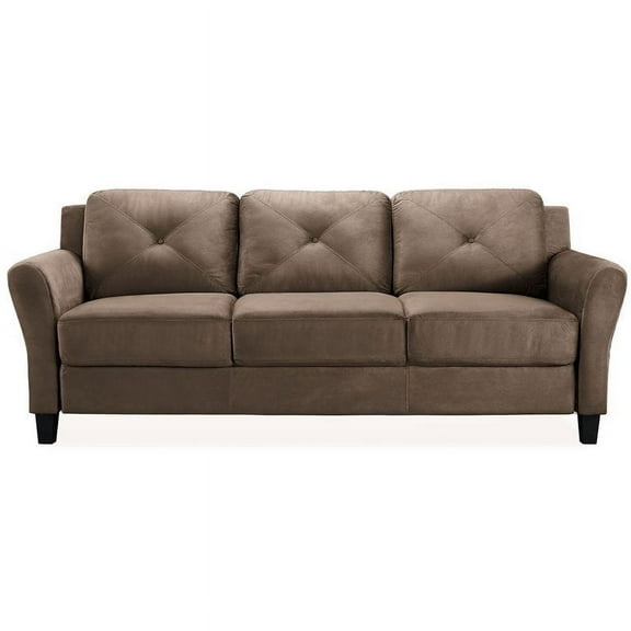 Bowery Hill Transitional Brown Finish Microfiber Sofa Couch