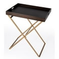 thumbnail image 1 of Bowery Hill Transitional Brown Mango Wood and Gold Cross Legs Tray Table, 1 of 8