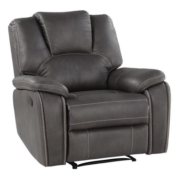 Bowery Hill Transitional Charcoal Gray Faux Leather Manual Recliner