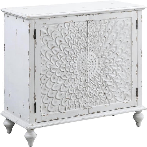 Bowery Hill Transitional Console Table in Antique White Finish