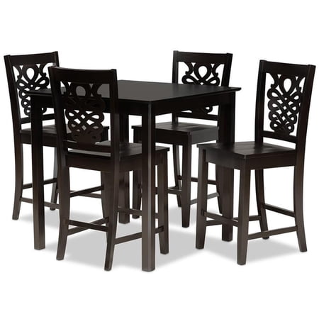 Bowery Hill Transitional Dark Brown Finished Wood 5-Piece Pub Set