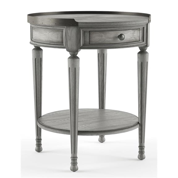 Bowery Hill Transitional Engineered Wood Powder Gray Wood Accent Table